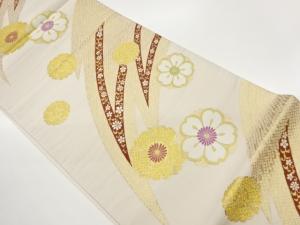 桜に花唐草・抽象模様織出し袋帯